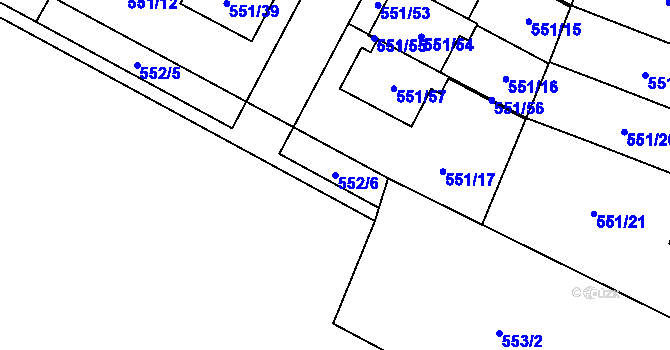Parcela st. 552/6 v KÚ Srubec, Katastrální mapa