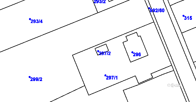 Parcela st. 297/2 v KÚ Srubec, Katastrální mapa