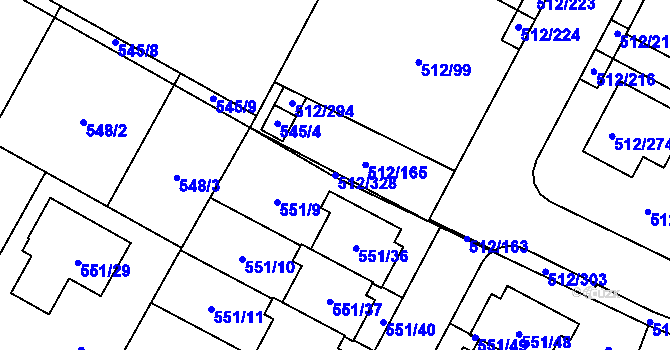 Parcela st. 512/328 v KÚ Srubec, Katastrální mapa