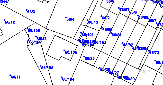 Parcela st. 66/154 v KÚ Srubec, Katastrální mapa