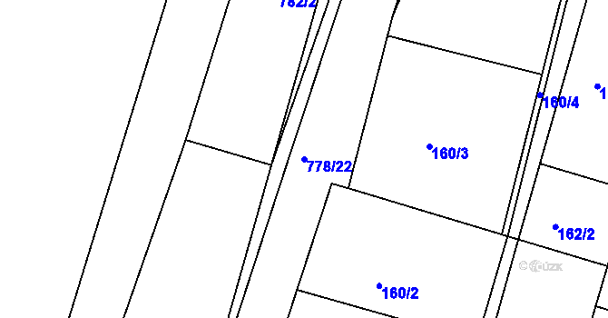 Parcela st. 778/22 v KÚ Srubec, Katastrální mapa