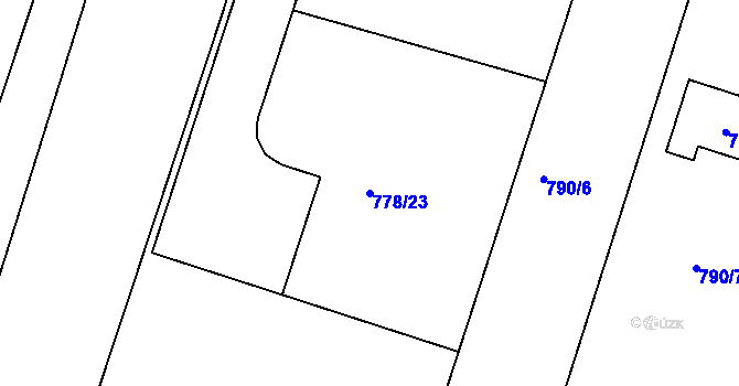 Parcela st. 778/23 v KÚ Srubec, Katastrální mapa
