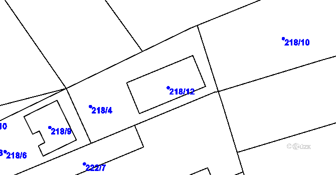 Parcela st. 218/12 v KÚ Srubec, Katastrální mapa