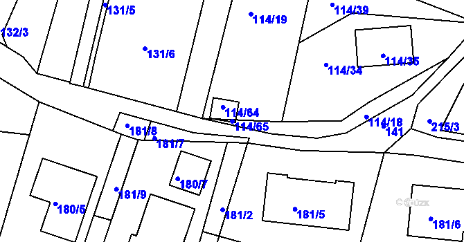 Parcela st. 114/65 v KÚ Srubec, Katastrální mapa