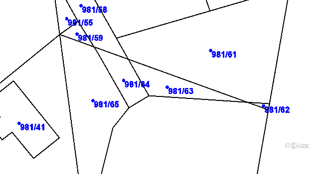 Parcela st. 981/63 v KÚ Srubec, Katastrální mapa