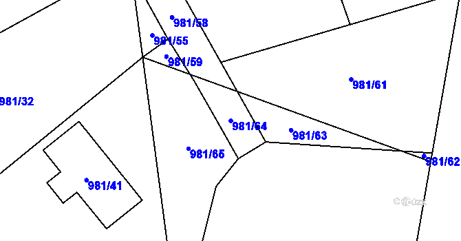 Parcela st. 981/64 v KÚ Srubec, Katastrální mapa