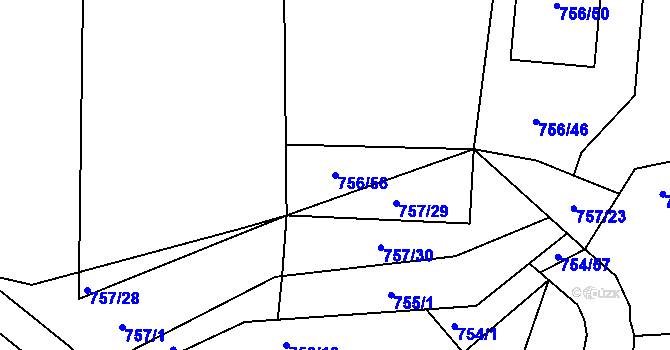 Parcela st. 756/56 v KÚ Srubec, Katastrální mapa