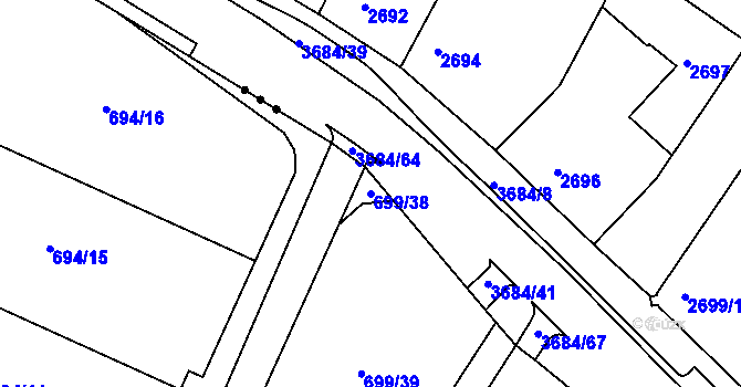 Parcela st. 699/38 v KÚ Srubec, Katastrální mapa
