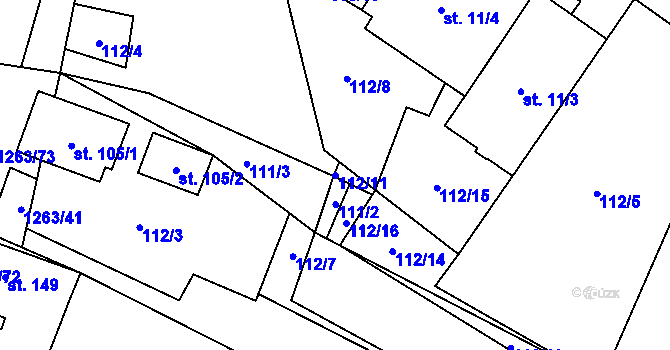 Parcela st. 112/11 v KÚ Sruby, Katastrální mapa