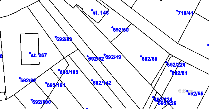 Parcela st. 692/49 v KÚ Sruby, Katastrální mapa