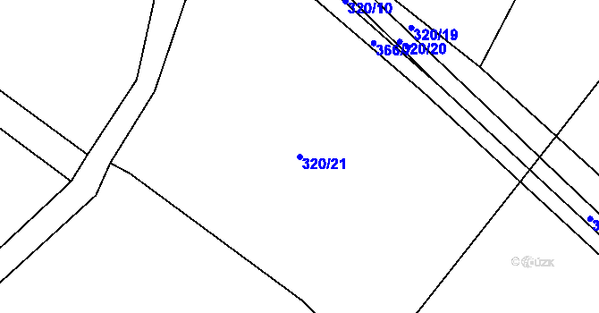 Parcela st. 320/21 v KÚ Sruby, Katastrální mapa