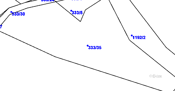 Parcela st. 333/35 v KÚ Sruby, Katastrální mapa