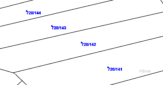Parcela st. 720/142 v KÚ Sruby, Katastrální mapa