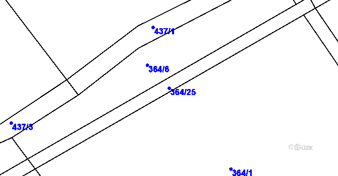Parcela st. 364/25 v KÚ Sruby, Katastrální mapa