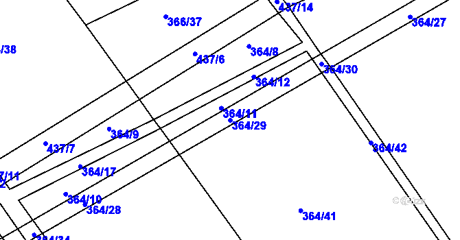 Parcela st. 364/29 v KÚ Sruby, Katastrální mapa