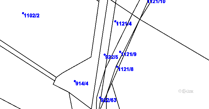 Parcela st. 922/5 v KÚ Sruby, Katastrální mapa