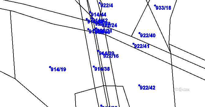 Parcela st. 922/16 v KÚ Sruby, Katastrální mapa