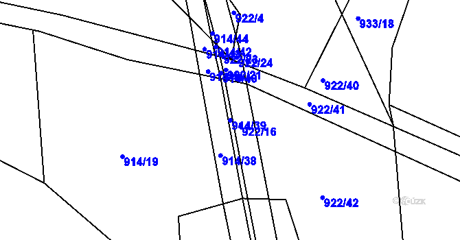 Parcela st. 914/39 v KÚ Sruby, Katastrální mapa