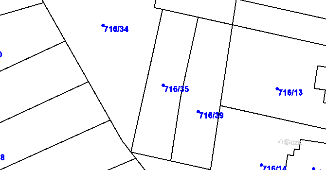 Parcela st. 716/35 v KÚ Sruby, Katastrální mapa
