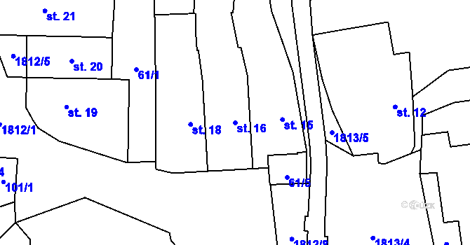 Parcela st. 16 v KÚ Stadice, Katastrální mapa