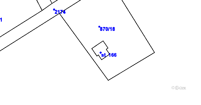 Parcela st. 166 v KÚ Stadice, Katastrální mapa