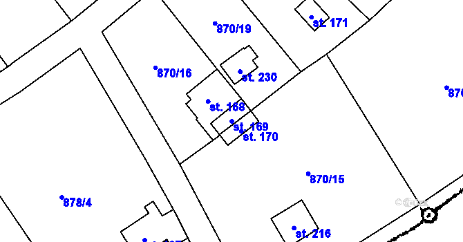 Parcela st. 169 v KÚ Stadice, Katastrální mapa