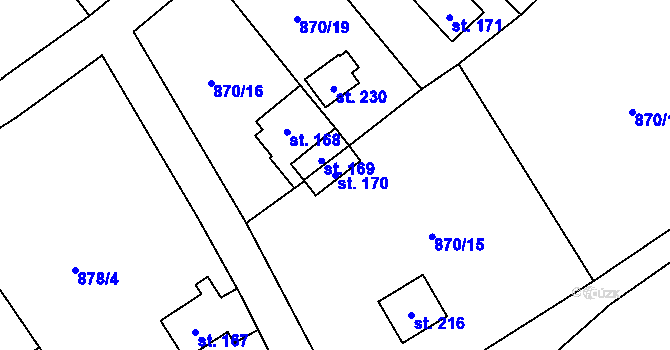 Parcela st. 170 v KÚ Stadice, Katastrální mapa