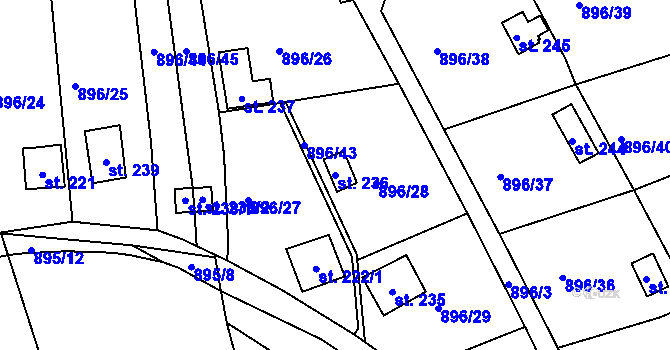 Parcela st. 236 v KÚ Stadice, Katastrální mapa