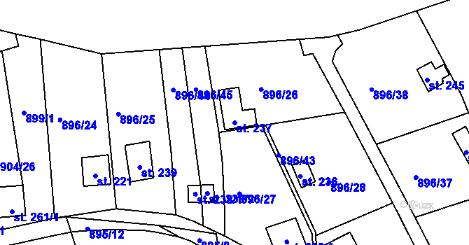 Parcela st. 237 v KÚ Stadice, Katastrální mapa