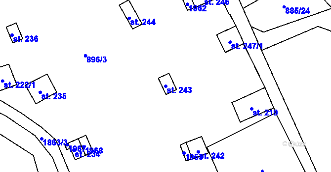 Parcela st. 243 v KÚ Stadice, Katastrální mapa