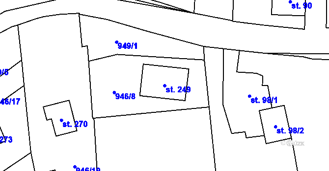 Parcela st. 249 v KÚ Stadice, Katastrální mapa