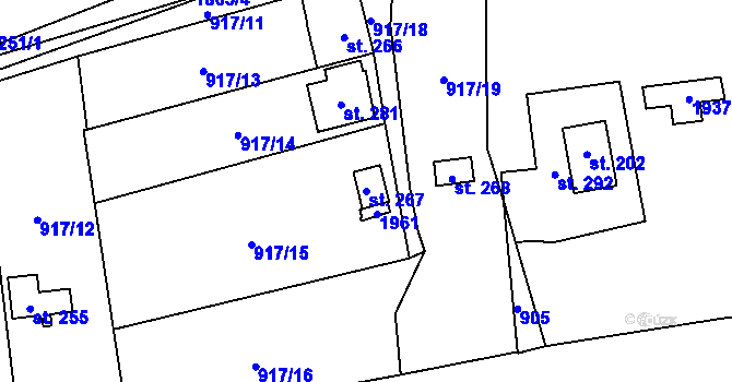 Parcela st. 267 v KÚ Stadice, Katastrální mapa