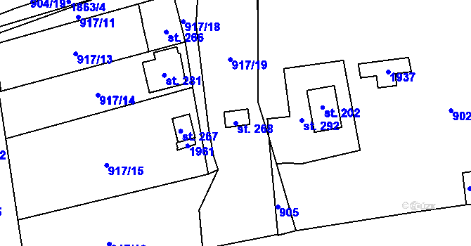 Parcela st. 268 v KÚ Stadice, Katastrální mapa