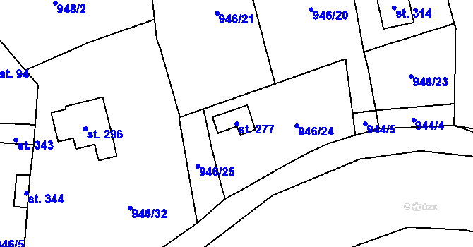 Parcela st. 277 v KÚ Stadice, Katastrální mapa