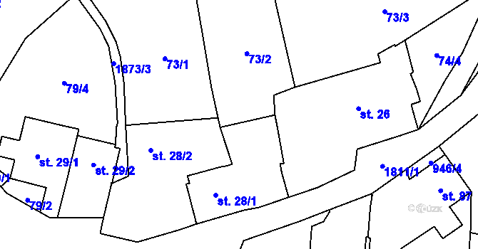 Parcela st. 74/5 v KÚ Stadice, Katastrální mapa