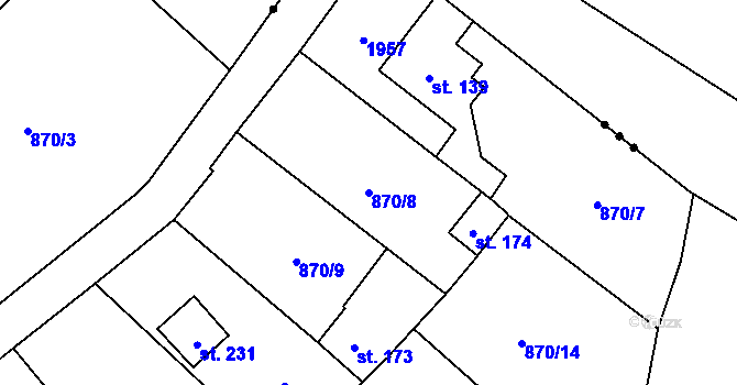 Parcela st. 870/8 v KÚ Stadice, Katastrální mapa