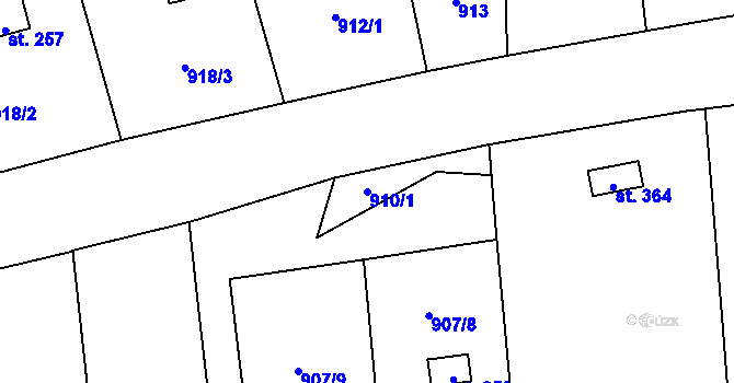 Parcela st. 910/1 v KÚ Stadice, Katastrální mapa