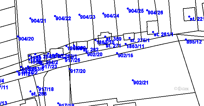 Parcela st. 902/19 v KÚ Stadice, Katastrální mapa