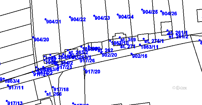 Parcela st. 902/20 v KÚ Stadice, Katastrální mapa