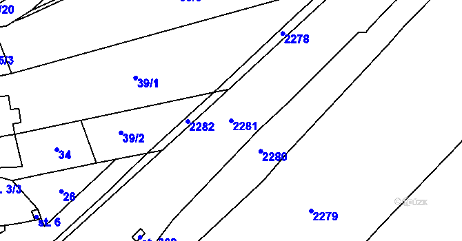 Parcela st. 2281 v KÚ Stadice, Katastrální mapa