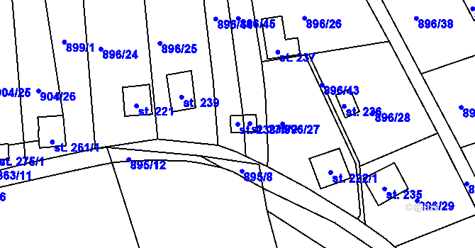 Parcela st. 238/1 v KÚ Stadice, Katastrální mapa