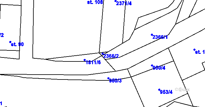 Parcela st. 2366/2 v KÚ Stadice, Katastrální mapa