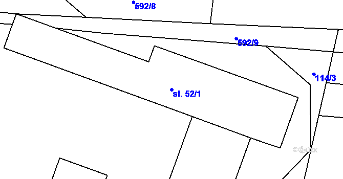 Parcela st. 52/1 v KÚ Křída u Stádlce, Katastrální mapa