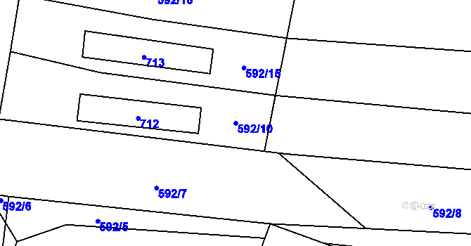 Parcela st. 592/10 v KÚ Křída u Stádlce, Katastrální mapa