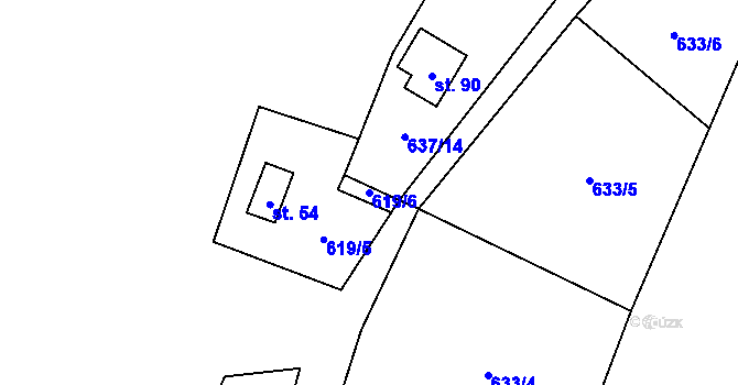 Parcela st. 619/6 v KÚ Křída u Stádlce, Katastrální mapa