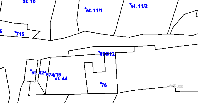 Parcela st. 674/12 v KÚ Křída u Stádlce, Katastrální mapa