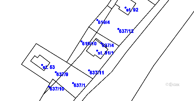 Parcela st. 91/1 v KÚ Křída u Stádlce, Katastrální mapa