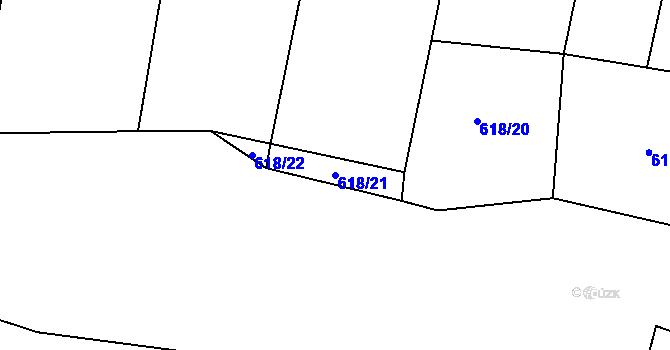 Parcela st. 618/21 v KÚ Křída u Stádlce, Katastrální mapa