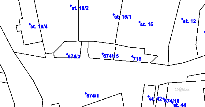 Parcela st. 674/15 v KÚ Křída u Stádlce, Katastrální mapa
