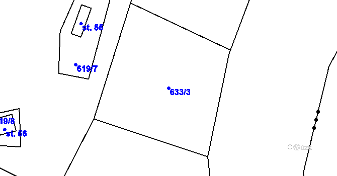 Parcela st. 633/3 v KÚ Křída u Stádlce, Katastrální mapa